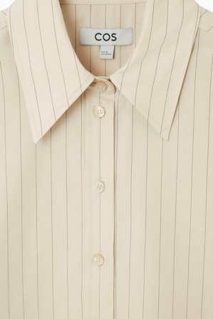 COS Women's Camicia A Tunica A Maniche Corte Taglio Regolare in Beige