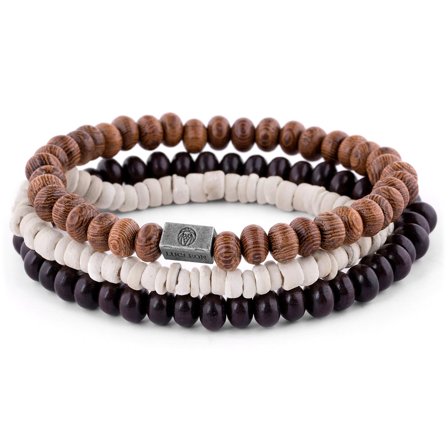 Trio de bracelets Miro en bois et noix de coco pour hommes - Bracelets de perles