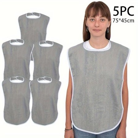 5-pakke Unisex Voksen Smekker - Justerbar, Tung Flanellettserviet for Eldre og Funksjonshemmede, Maskinvaskbar Pro [DB]