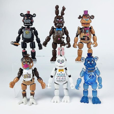 5 stk Five Nights At Freddys Actionfigurer Legetøj Security Breach Serie Glamrock Foxy Bonnie Fazbear Pvc Dukker Fnaf Til Børn Gave
