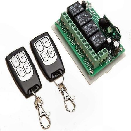 12V 4-kanavainen RF-relekytkin 2 lähettimellä ja 1 vastaanottimella langattomaan kauko-ohjaukseen