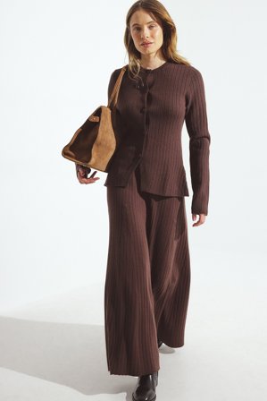 NA-KD asymmetrischer Strick-Maxirock - Strickröcke - Braun - L (EU 42-44)