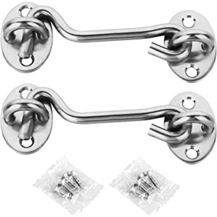 (3 tuumaa) 2 kappaletta Mukana ruuvit Koukku ja silmäsalpa Ruostumaton teräs