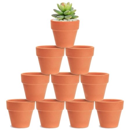 10 Mini Terracotta Potter, Keramiske Lerkrukker med Drænhul, til Kaktus, Sukkulenter og Indendørs og Udendørs Planter