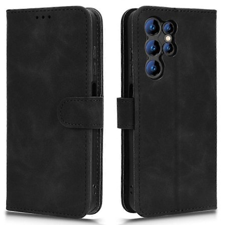 For Oukitel C61 Lærveske Hudfølelse Anti-fall Lommebok Flip Telefonveske Svart