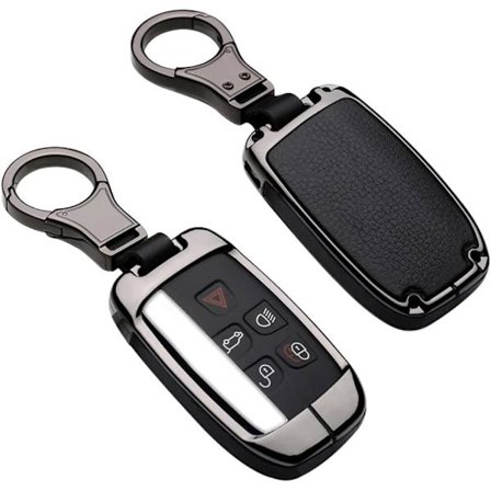 Sort nøgleetui i sort læder til Land Rover i zinklegering