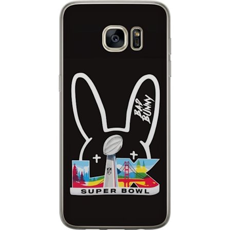 Kompatibel Mobilcover til Samsung Galaxy S7 edge Bad Bunny portræt med åben skjorte, tatoveringer og krøllet hår i stilfuld modefotografering