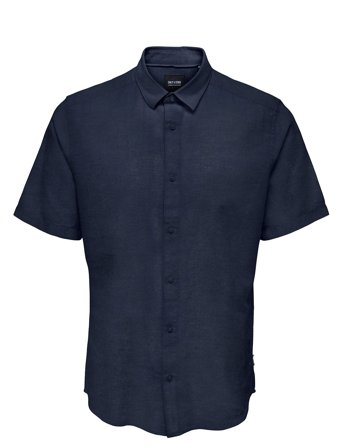 Onscaiden Ss Solid Linen Shirt Noos Navy ONLY & SONS