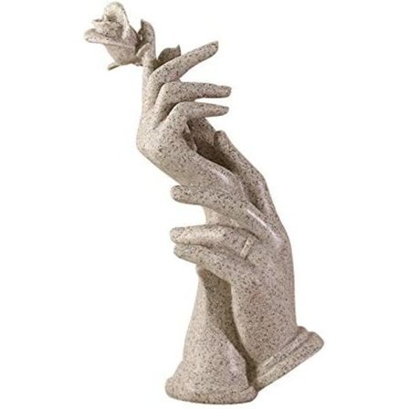 Dekorativ harpiksskulptur til hjemmet, figurhænder, ornament, par, bryllupsgave, ornament, grå