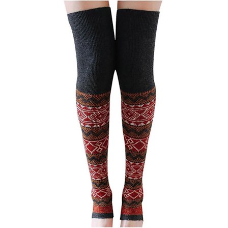 Vinter Dame Varme Trykte Strømper Strikkede Varme Ankelbånd Leggings Strømper