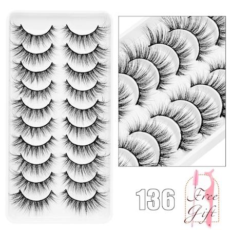 Ayrmilla Naturliga Falska Ögonfransar 5/10/14Pairs Dramatiska 3D Mink Lassar Tjocka Falska Ögonfransförlängning Faux Cil S Makeup Maquiagems 10Pairs-