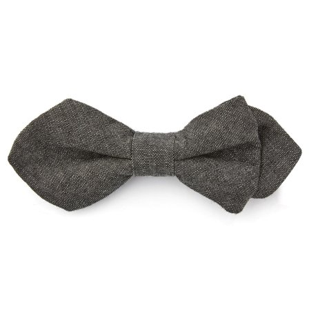 Grey Cotton Pointy Pre-Tied Bow Tie for Men - Pre-tied bow ties