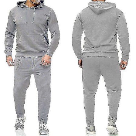 2 deler/ sett Fitness treningsdress for menn Casual Sportbukser Topp Sweatsuit Genser Sett #yogu V