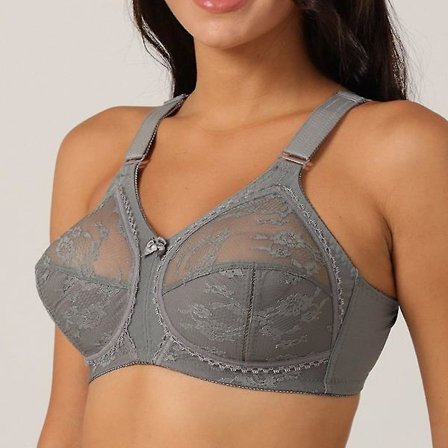 Behåar för kvinnor Big Minimizer-BH:ar Stor storlek Spets-BH Kvinnor Ofodrad Hel Cup Stor Cup Tunna Trådlösa Justerade remmar Soutien Gorge, grå