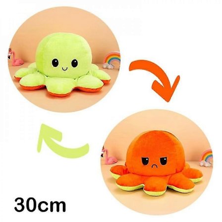 30/40 cm Käännettävä Mustekala Pehmolelu Kaksipuolisella Kuviolla Täytetty Sarjakuva WDX Vihreä Oranssi