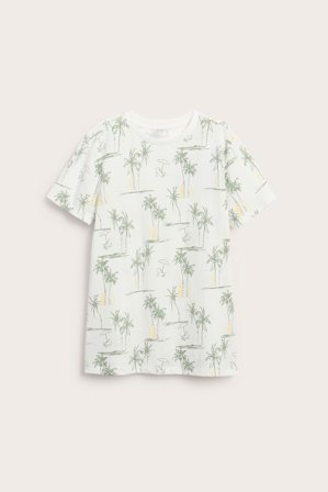 Kappahl | Kortermet T-skjorte med palmemønster Offwhite 134/140 | Barn
