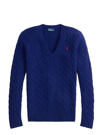 Polo Ralph Lauren | Cable-Knit Wool-Cashmere V-Neck Sweater | L
