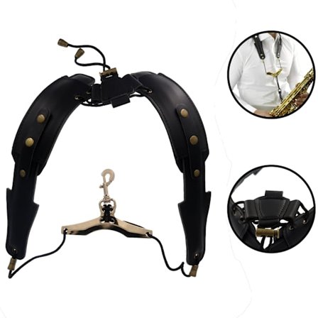 Saxofonrem, Universal Dobbelt Læder Sax Skulderrem, Justerbar