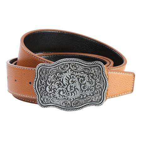 Western Bälte Blommig Graverad Spänne 1-1/2"(38mm) Bred Cowboy Ko"