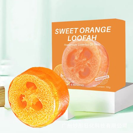 Sød Appelsin Loofah Håndlavet Æterisk Olie Sæbe - 2-i-1 Rense- & Eksfolierende Bar