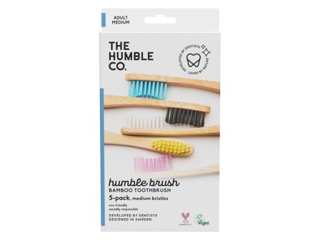 The Humble Co. Flat Curved Toothbrush Adult Medium, 5 stk.