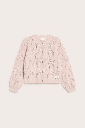 Newbie | Cardigan med broderte blomster | Lyserosa