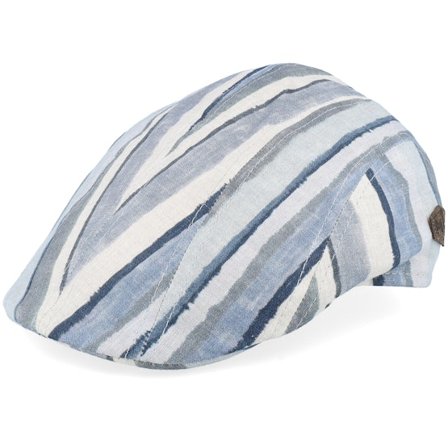 MJM Hats - Blue - flatcap - Cap - Maddy 41 Linen Blue Stripe - Hatstore