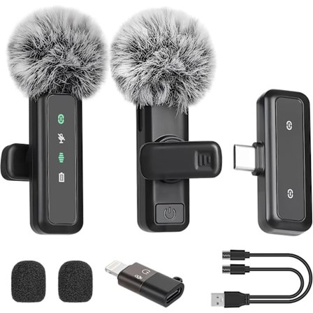 2025 Seneste Model Trådløs Lavalier Mikrofon til iPhone, Mini Mikrofon med LED-Display, Plug and Play, Støjreduktion, Telefonmikrofon til