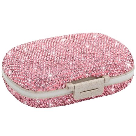 Rese Piller Organizer, 8 Fack Bärbart Pillerfodral, Strass Pillerask Bärbar Medicin Vitaminbehållare