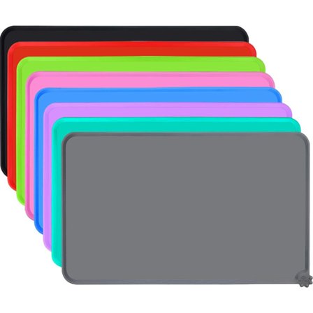 IC 48 x 30 cm - Svart silikonmatta, halkfri hundskål, stor matta för hundar, vattentät