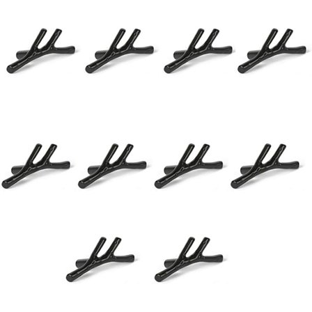 Set med 10 vintage dörrknoppar i zinklegering, grenformade, för skåp, låda, garderob, köksskåp, sovrum, svart