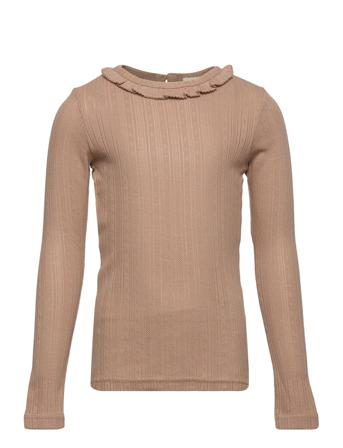 Nmfrachel Ls Slim Top Au Lil T-shirts Long-sleeved T-shirts Beige Lil'Atelier