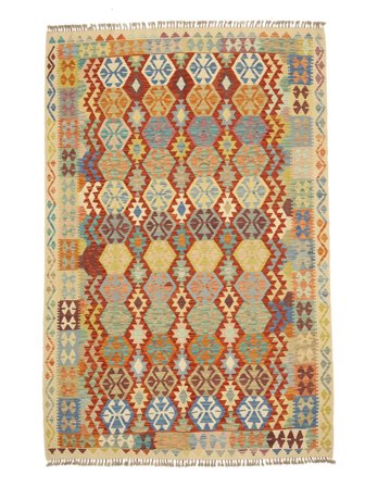 Oriental Kilim Afghan Old Style Rug 203X303 Orange/Brown Wool, Afghanistan