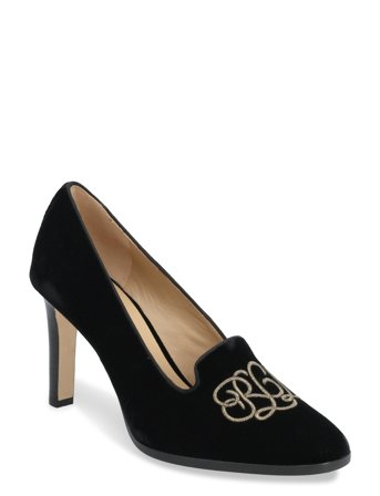Corah Embroidered-Logo Velvet Pump Black Lauren Ralph Lauren