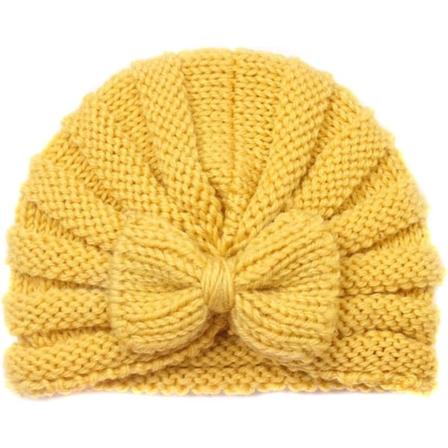 8-pack Baby Turban Hattar, Bomullsnyfödd Mössa, Höst-Vinter Muslimmössa för 0-12 Månader GUL GUL
