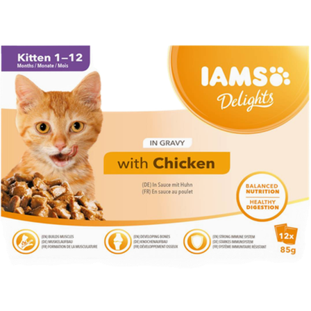 Iams - Delights Multipack Kitten Gravy 85 g x 12 st - Katt - Kattefôr & kattemat - Våtfôr og våtmat - ZOO.no