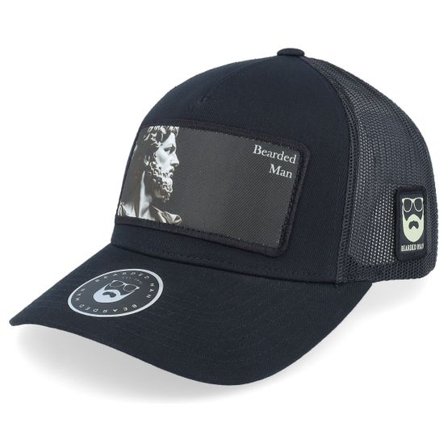 Bearded Man - Svart trucker Keps - Ancient Greek Beard Patch Black A-Frame Trucker @ Hatstore