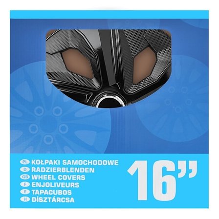 16-tommer kulsort hjulkapselsæt, 4 stk