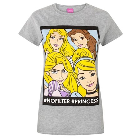 Disney Dam/Dam Princess No Filter T-shirt L Grå
