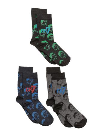 Cr7 Kids Socks 3-Pack Socks & Tights Socks Multi/mönstrad CR7