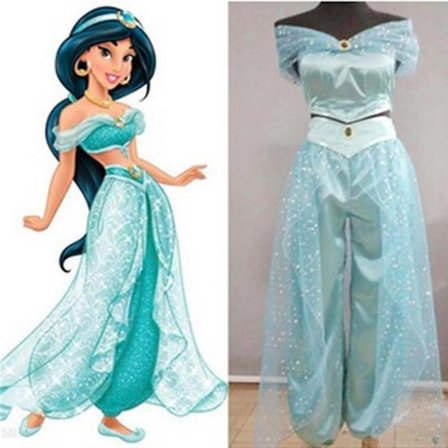 Aladdin Jasmine Princess Kostym Fancy Dress Up Carnivals Halloween Cosplay Party Outfits