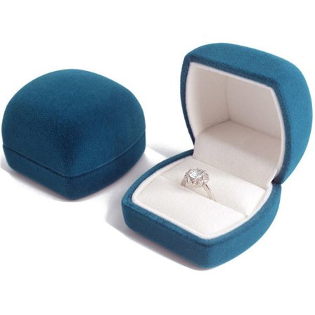 Velvet smykkeskrin Ring opbevaringsæske BLÅ