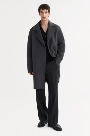 Soft Goat - Men's Double Breasted Coat - Kaschmirjacke - S - Grey