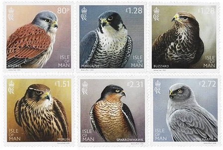Isle of Man - Rovfugle - Postfrisk sæt 6v