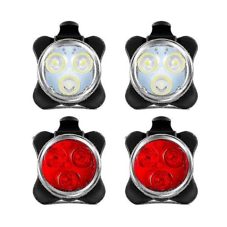 4-pak USB-genopladelige cykellys sæt for og bag LED cykel L...