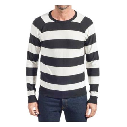Mauro Grifoni, Long sleeve crew Zwart, Heren, Maat:L