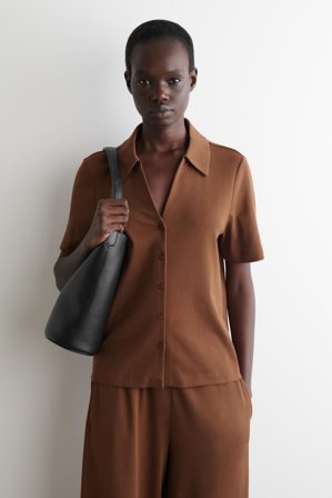 COS Frauen Freizeithemd Aus Baumwolljersey in Braun