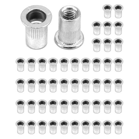 50 stk. M6 Nitmutter, Flatt Hode Mutter, Aluminiumlegering, for Møbelmontering, Håndverksdekorasjoner