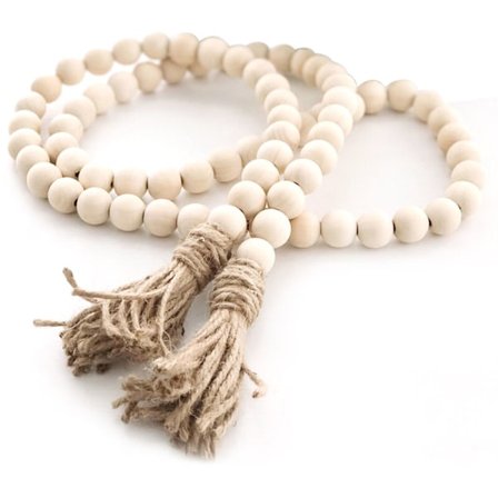 Nostalgisk Chic Trækugle Guirlande, Traditionel Rustik Landstil Til Tidløs Boligindretning, Personliggør Dit Rum Med Naturlige Trækugler Og Jute