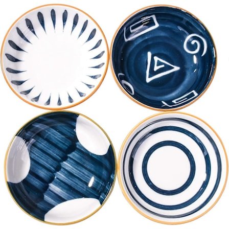 Japanska Smårätter Set om 4, Sojasåsskålar, Dippskålar Set